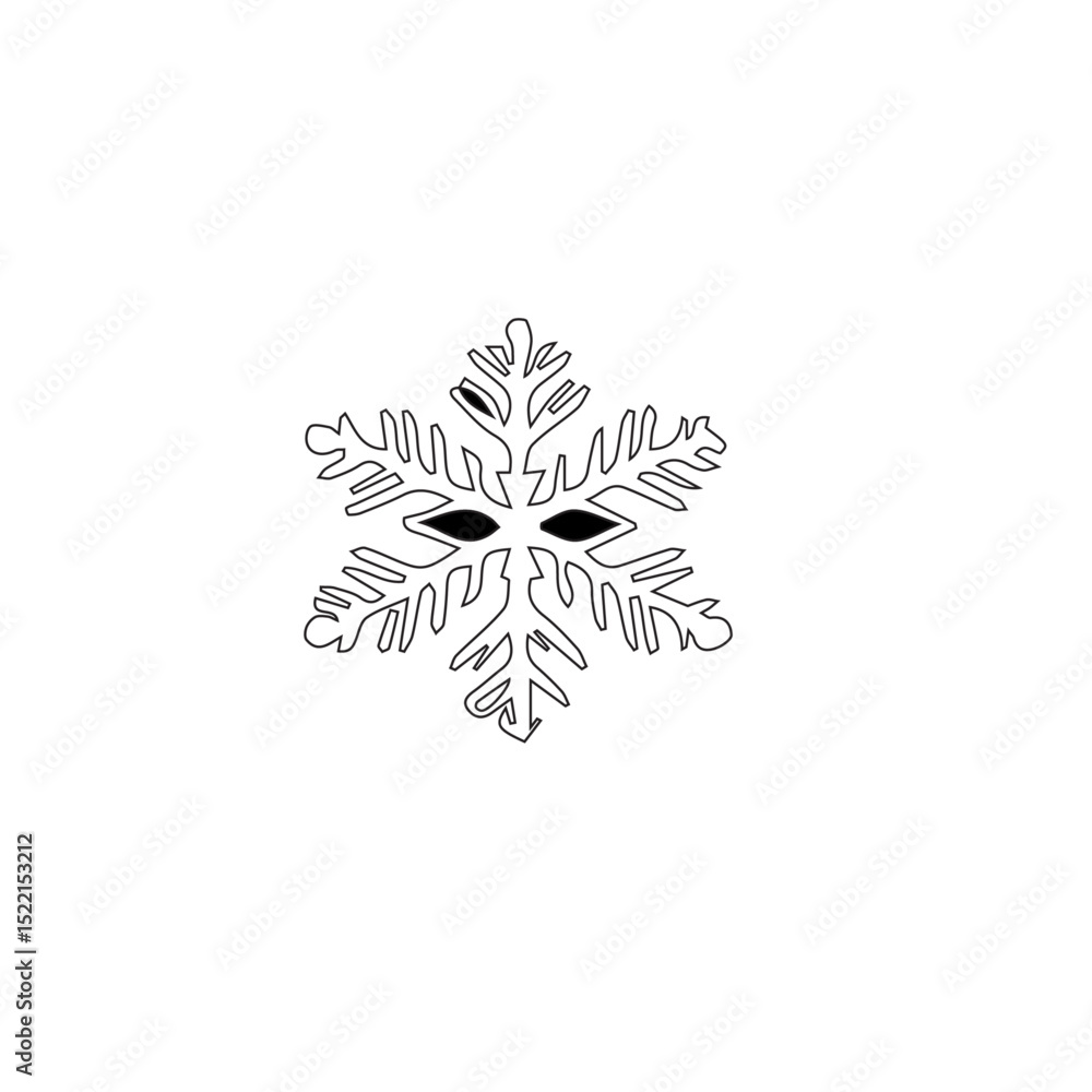 Poster a single snowflake design on a white background view