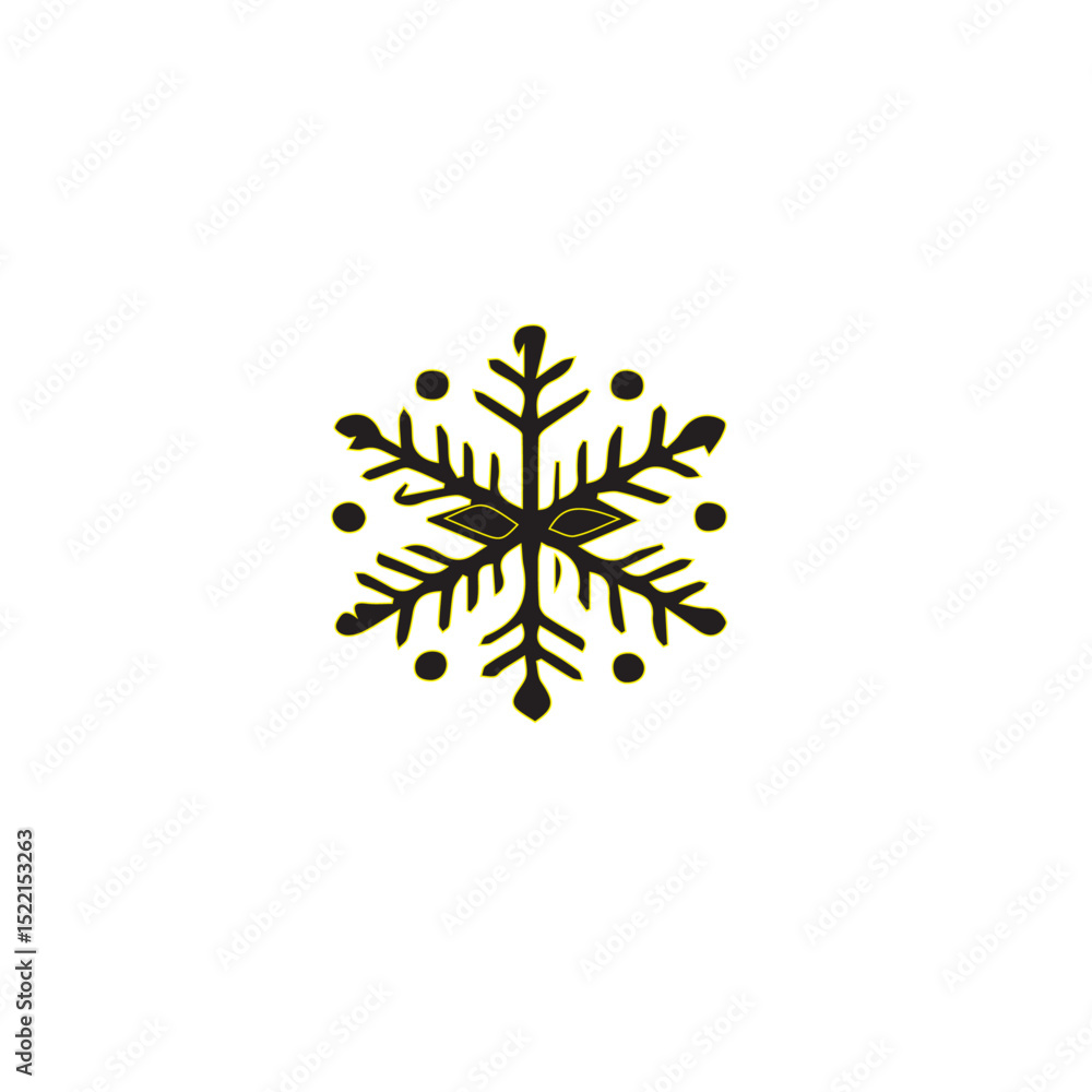 Poster a simple black snowflake design on a white background