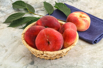 Ripe sweet and juicy Flat peach