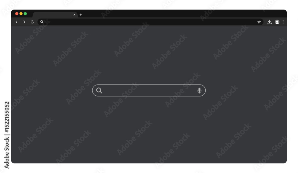 Aufkleber Web browser window. Template of website interface. Social media style of outline browser. Mockup of web window in simple linear design. Search bar with loupe and arrows.