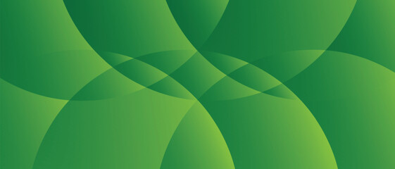 Abstract green geometric banner background with dynamic curve layers. Vector illustration