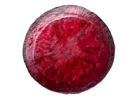 Closeup of a beetroot slice rich red color detailed texture isolated on transparent PNG - Powered by Adobe
