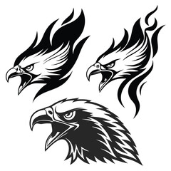 Obraz premium Stunning black and white eagle head vector logo, perfect for sports teams, wildlife organizations, and patriotic designs. High-quality, sharp, and dynamic ... See More 