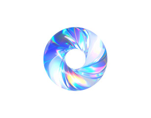 Iridescent Torus A luminous ring with swirling holographic reflections and a central void