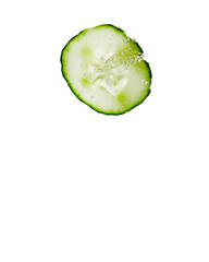 Cucumber slice water splash closeup photography isolated on transparent PNG