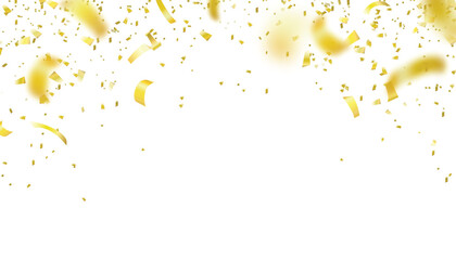 Falling Gold Confetti Border – Shiny Tinsel Decoration Isolated on Transparent Background
