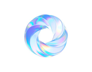 Iridescent Twisted Torus with Holographic Sheen and Central Aperture