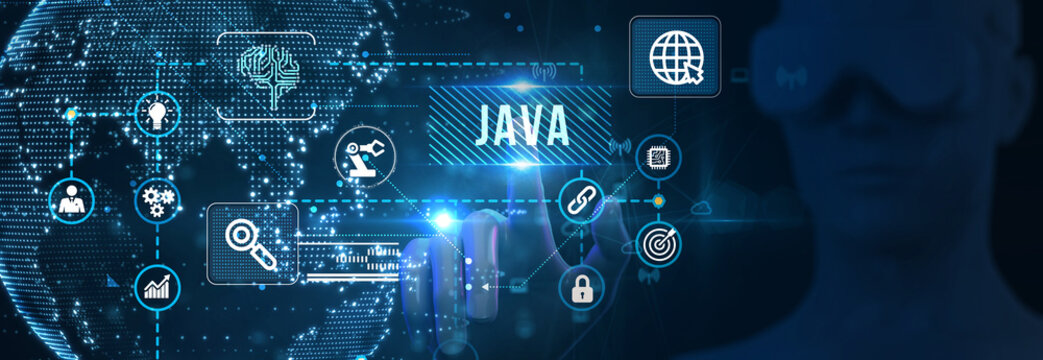 Software, web development, programming concept. Programming languages java and program. Software development. 3d illustration