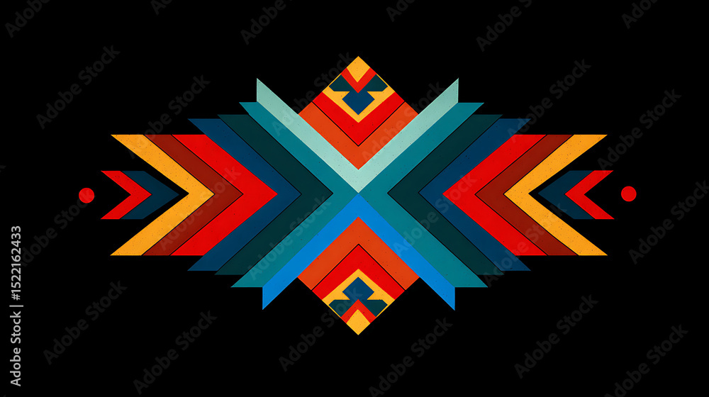 Fototapete minimal abstract composition of colorful geometric shapes and lines with sharp angles and symmetric 