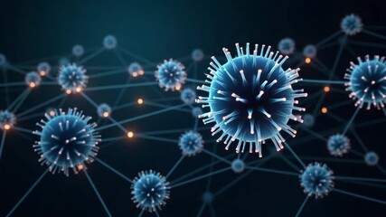 Microscopic Viral Network: Interconnected Pathogens - Powered by Adobe