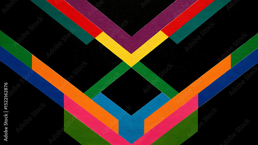 Fototapete minimal abstract composition of colorful geometric shapes and lines with sharp angles and symmetric 