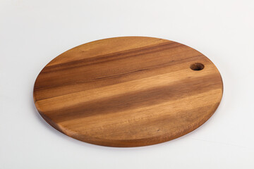 Wooden cutting board isolated on white background