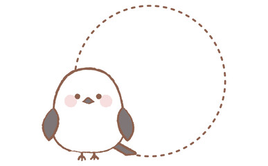 かわいいシマエナガとシンプルなフレーム