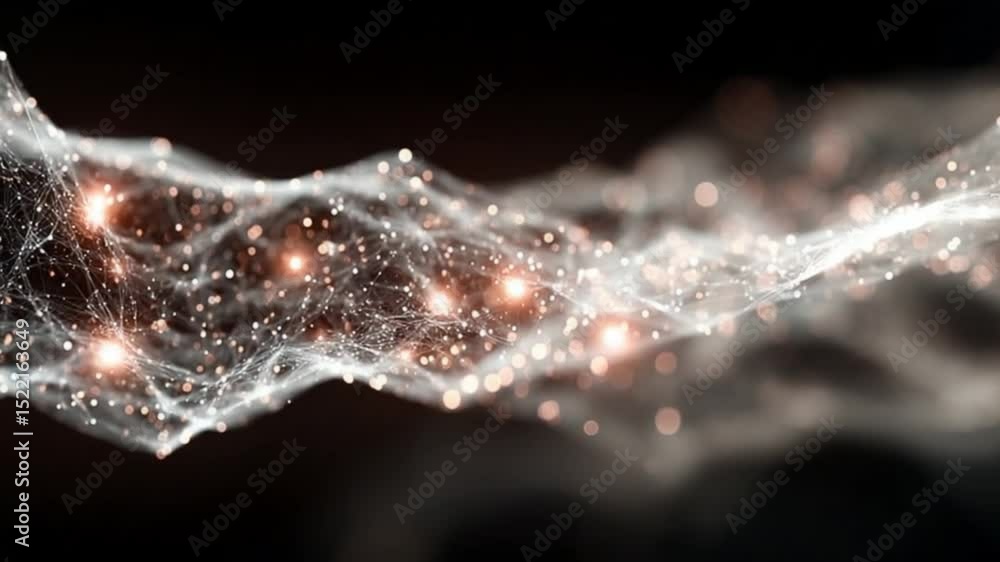 Leinwandbilder Abstract Neural Network: A mesmerizing visualization of a neural network with intricate white lines and glowing nodes, set against a dark background.