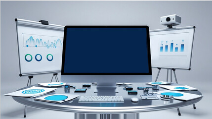 computer monitor in business room