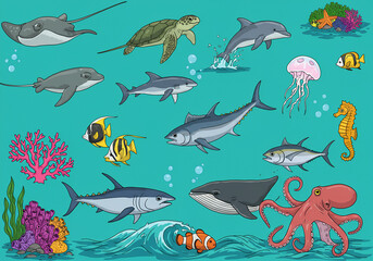 seamless pattern with fishes