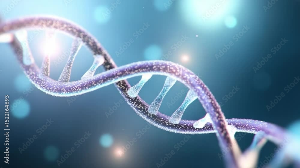 Aufkleber DNA Helix in Molecular Rendering: A detailed and artistic representation of a DNA helix, with each base pair meticulously visualized, set against a backdrop of subtle light and shadow.