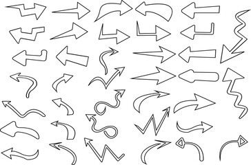 矢印のベクターイラストセット。アイコン、シンプル　線画