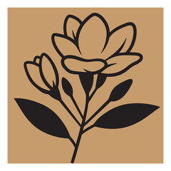 Obraz premium Elegant black flower silhouette on a textured brown background for floral designs