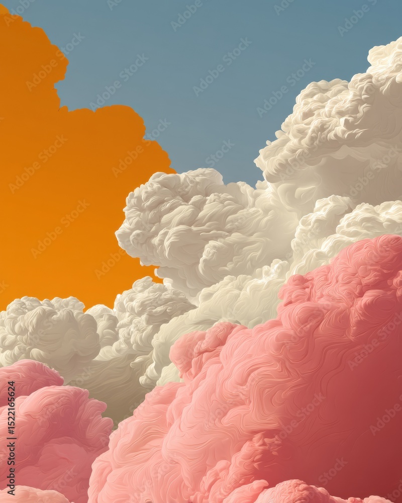 Poster Dramatic Artistic Cloudscape with Vibrant Color Contrast Capturing Atmospheric Depth for Environmental Awareness and Modern Visual Storytelling