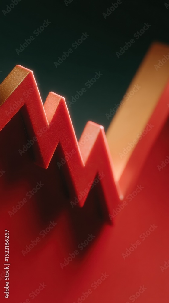 Aufkleber sharp declining stock chart with dramatic red fall on dark background representing financial downtur