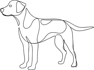 One line dog, sitting pet illustration, continuous dog sketch, hand drawn puppy, minimal animal vector