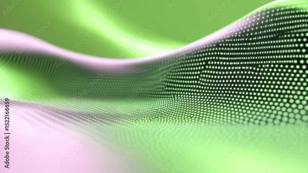 Leinwandbilder Green-Pink Gradient Particle Surface: An abstract and elegant background featuring a undulating surface of tiny particle in green and pink gradient light.