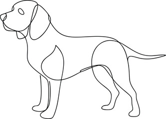 One line dog, sitting pet illustration, continuous dog sketch, hand drawn puppy, minimal animal vector