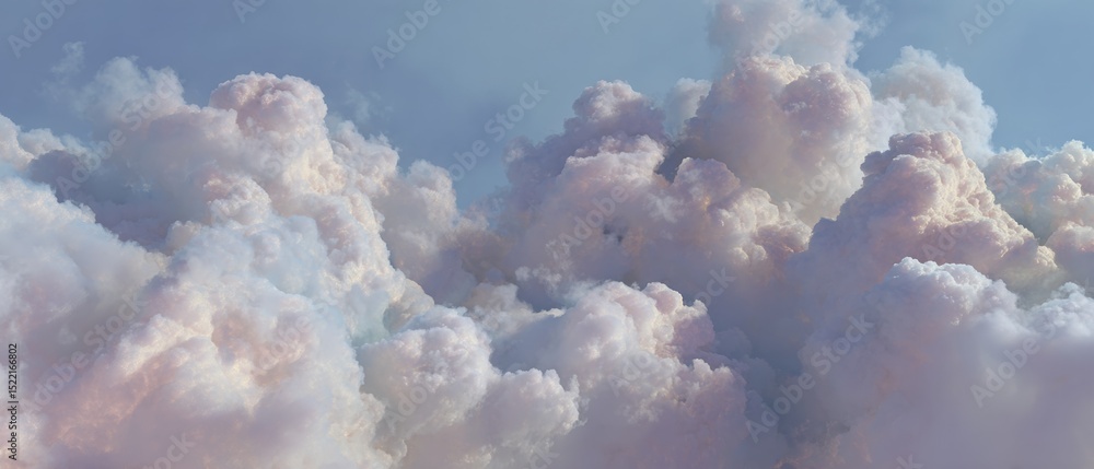 Aufkleber fluffy cloud formations with soft haze overlay and natural texture in industrial documentary style f