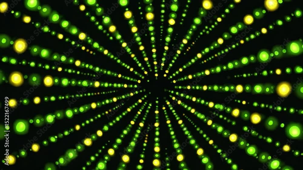 Poster Abstract Light Tunnel: An eye-catching tunnel of vibrant green and yellow light, drawing the viewer into an artistic display of perspective and movement. Capturing the digital art and modern patterns.