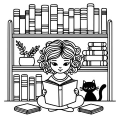 Cartoon Set of People and City Icons in Black Vector Style