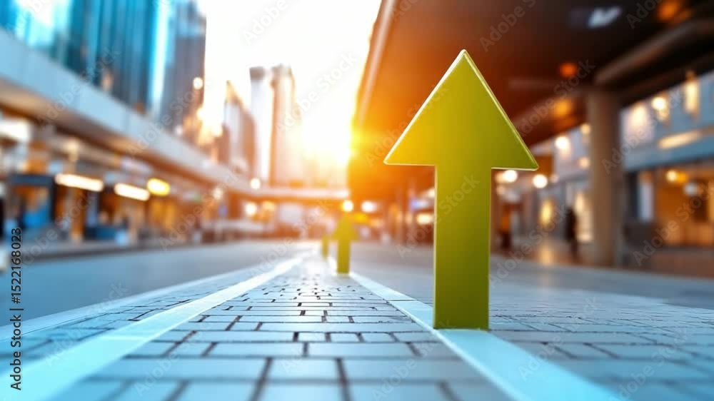 Poster path of growth: a vibrant green arrow, a symbol of progress and upward mobility, pierces through a c