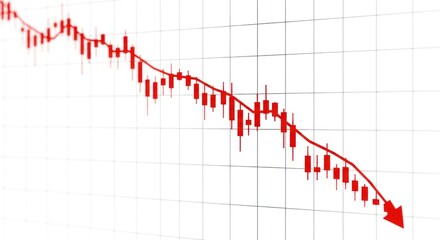 Downward spiral financial chart, decline trend analysis indicator failure risk