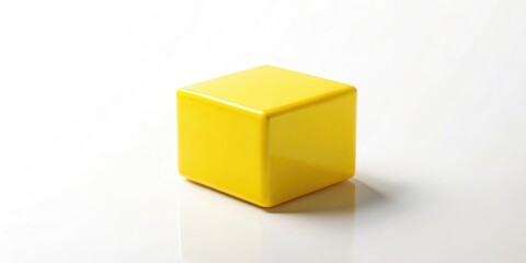 Yellow Cube Abstract Photography: Rule of Thirds Composition, Minimalist Geometric Art, 3D Cube Image