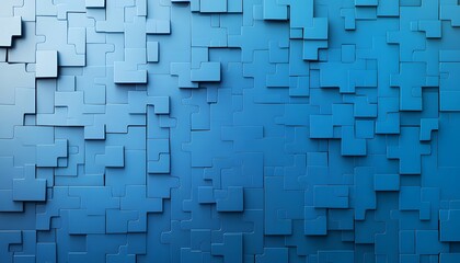 Abstract pattern of interlocking blue cubes.