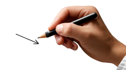 Drawing a Line of Thought: A hand delicately wields a pen, sketching a thought or marking a path, a visual metaphor for clarity, direction, and focus. 