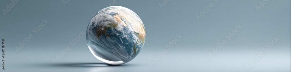 Poster futuristic global business earth with asia focused floating planet in space highlighting connectivit