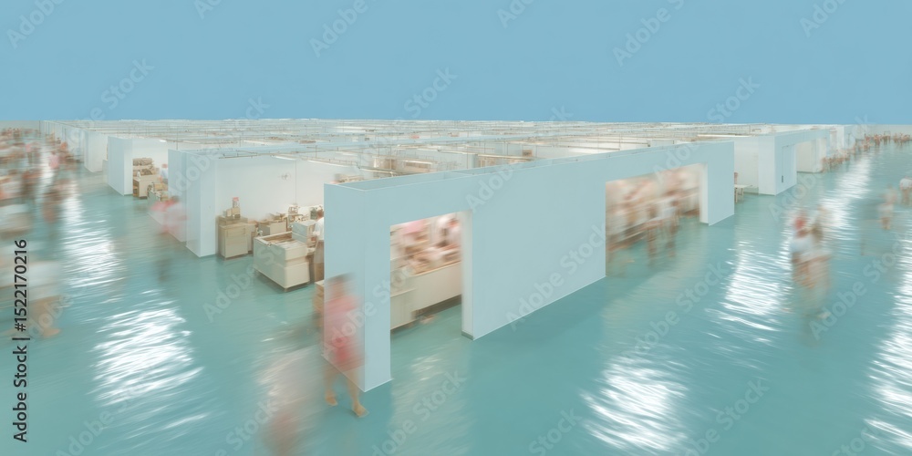 Poster Digital Twin Aerial View of Advanced Tech Factory with Transparent Overlay Revealing Robotic Machinery and Intelligent Manufacturing Systems