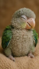 Fototapeta premium Adorable fluffy sleeping parrot