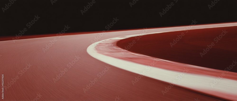 Poster dynamic motion blur of curved race track emphasizing speed and momentum for high-impact sports marke
