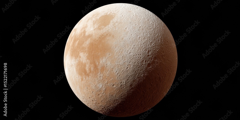 Poster hyperrealistic full moon with detailed crater texture on black background - astronomical focus for s