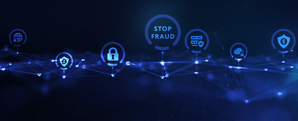 Fraud Alert Caution Defend Guard Notify Protect Concept. 3d illustration