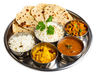  Traditional Gujarati Thali with Assorted Dishes – Transparent PNG
