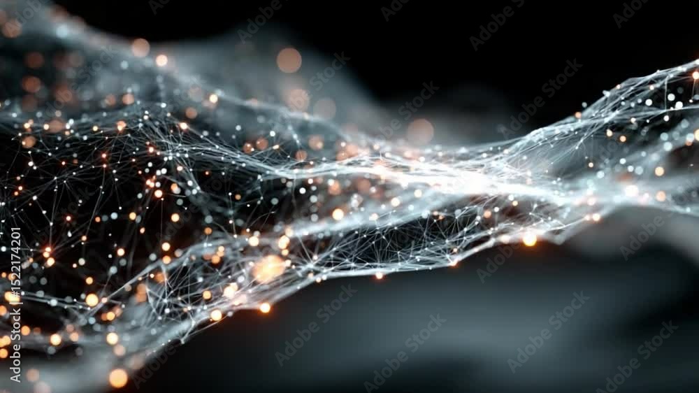 Aufkleber Digital Network Visualization: Intricate digital network visualization featuring interconnected nodes and flowing data streams.