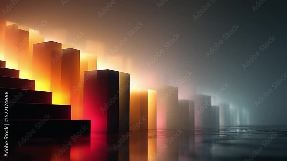 Leinwandbilder Gradient Column Graph: An abstract formation of columns in gradient with striking light and shadow, reflecting a sense of depth and dynamic energy.