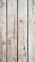 Naklejka premium Closeup of Whitewashed Wooden Planks with Visible Grain and Knots Showing Texture
