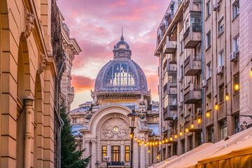 National Museum  in old town Bucharest, cityscape of Romania