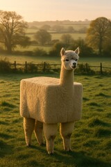 Fototapeta premium Square alpaca in serene meadow