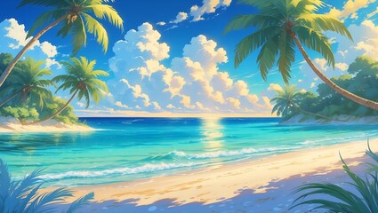 Obraz premium tropical beach with palm tree