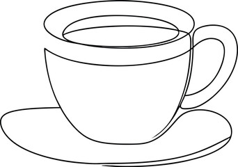 One line  Coffee cup, Coffee cup continuous line sketch tea icon cafe sketch drink single art outline mug logo food, Doodle cup line abstract background breakfast steam morning coffee design symbol, c